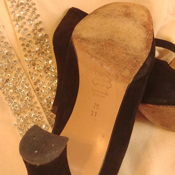 Black cross strap suede heels - Picture 2 of 5